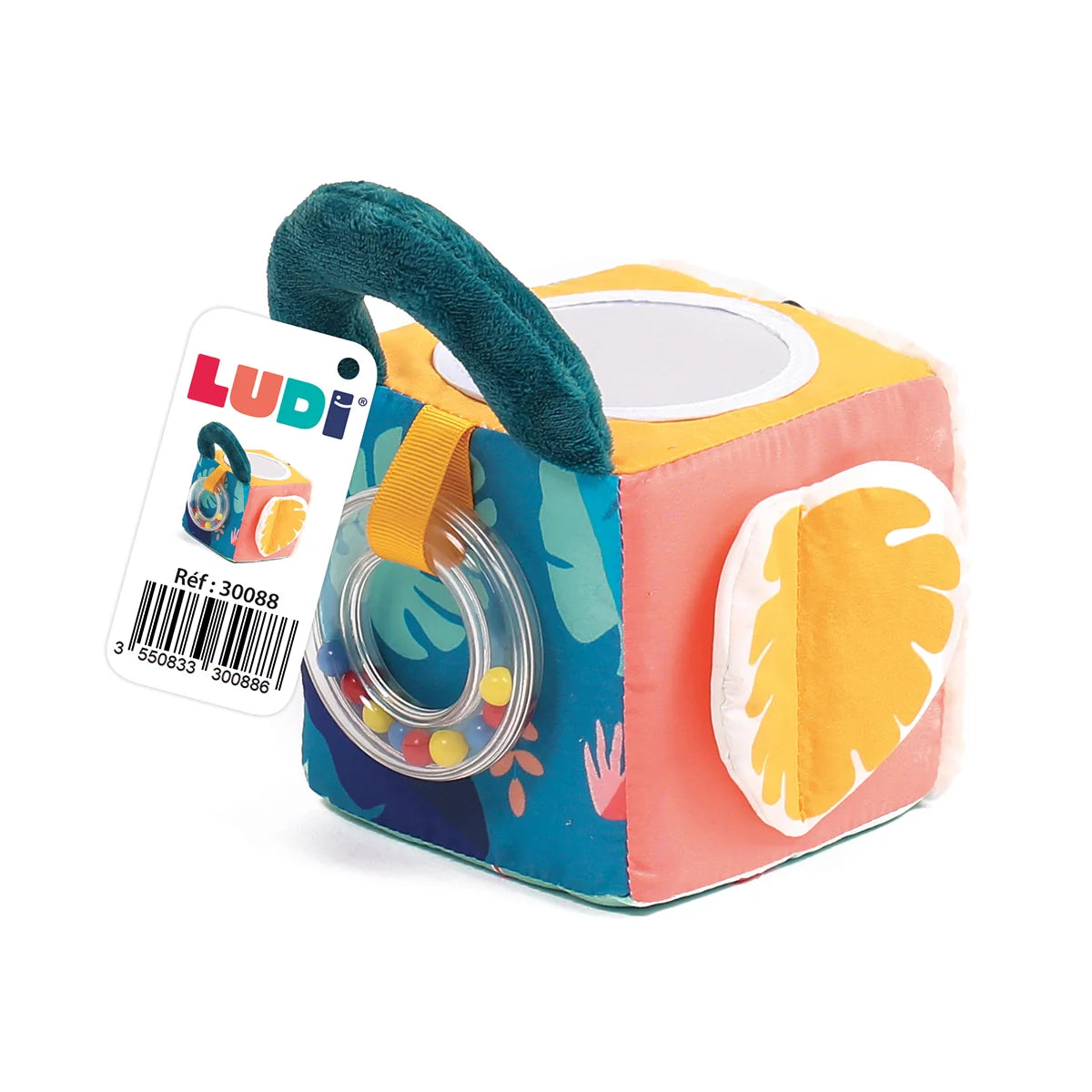 Ludi Cube d’Éveil en Tissu – Jungle Sensorielle pour Bébé