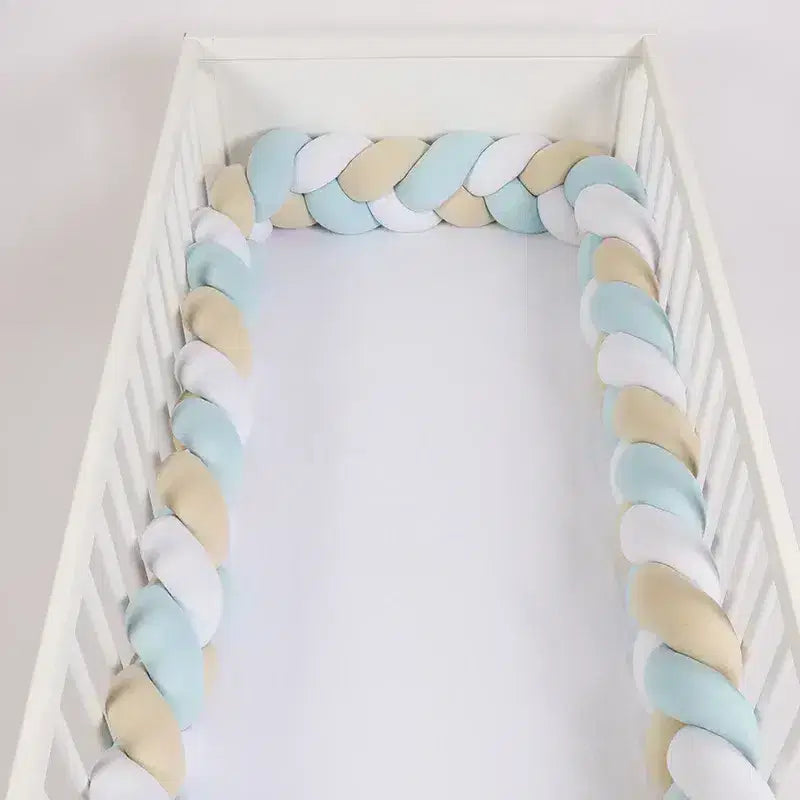 Tour De Lit Tressé Blanc/Beige/Bleu Ciel – 3 mètres