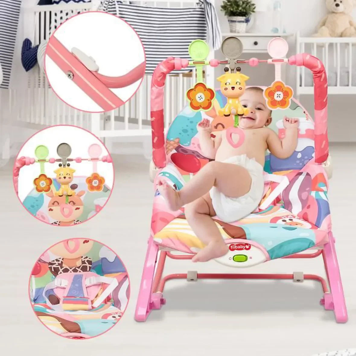 Chaise à Bascule pour Bébé avec Musique et Vibration - TiiBaby