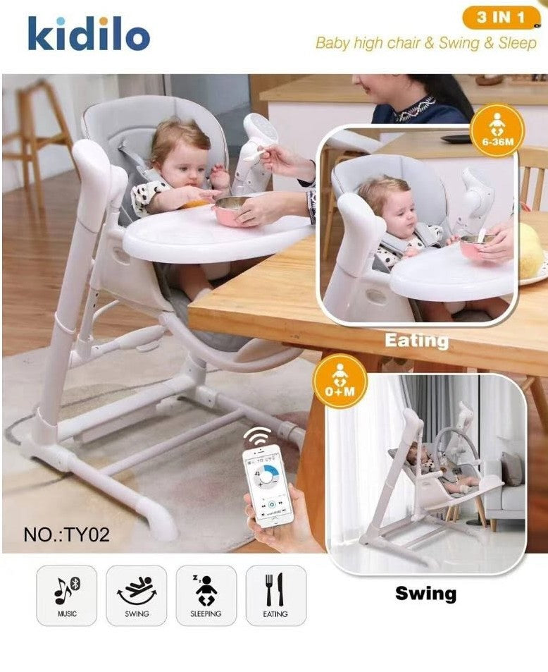 Chaise Haute Balançelle Transformable 3 en 1 Confort