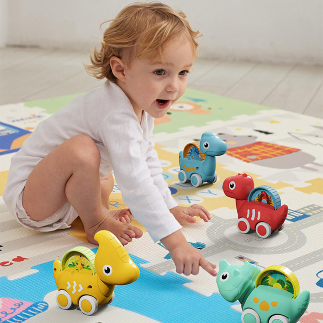 Ensemble 4 Véhicules Dinosaures + Tapis Circuit – HUANGER