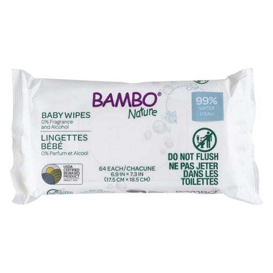 Bambo Nature Lingettes à l’Eau Humides – 64 Unités