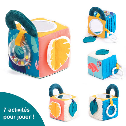 Ludi Cube d’Éveil en Tissu – Jungle Sensorielle pour Bébé