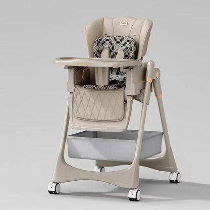Chaise Haute KD8100 – Pliable, Inclinable, Double Plateau, Roulettes