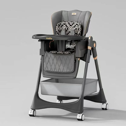 Chaise Haute KD8100 – Pliable, Inclinable, Double Plateau, Roulettes