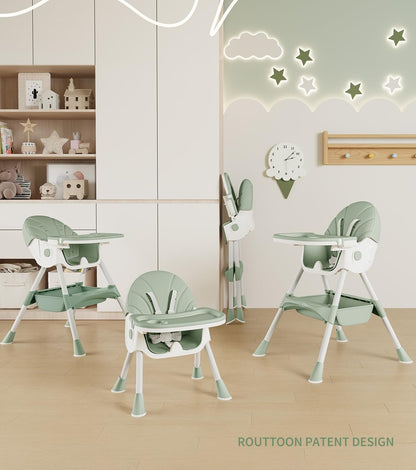 Chaise haute évolutive 5-en-1, pliable et facile à nettoyer