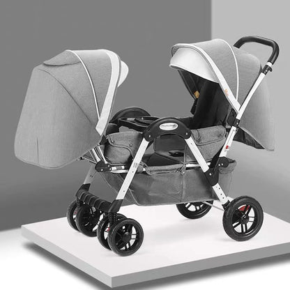 Poussette Double Tandem Shenma - Gris