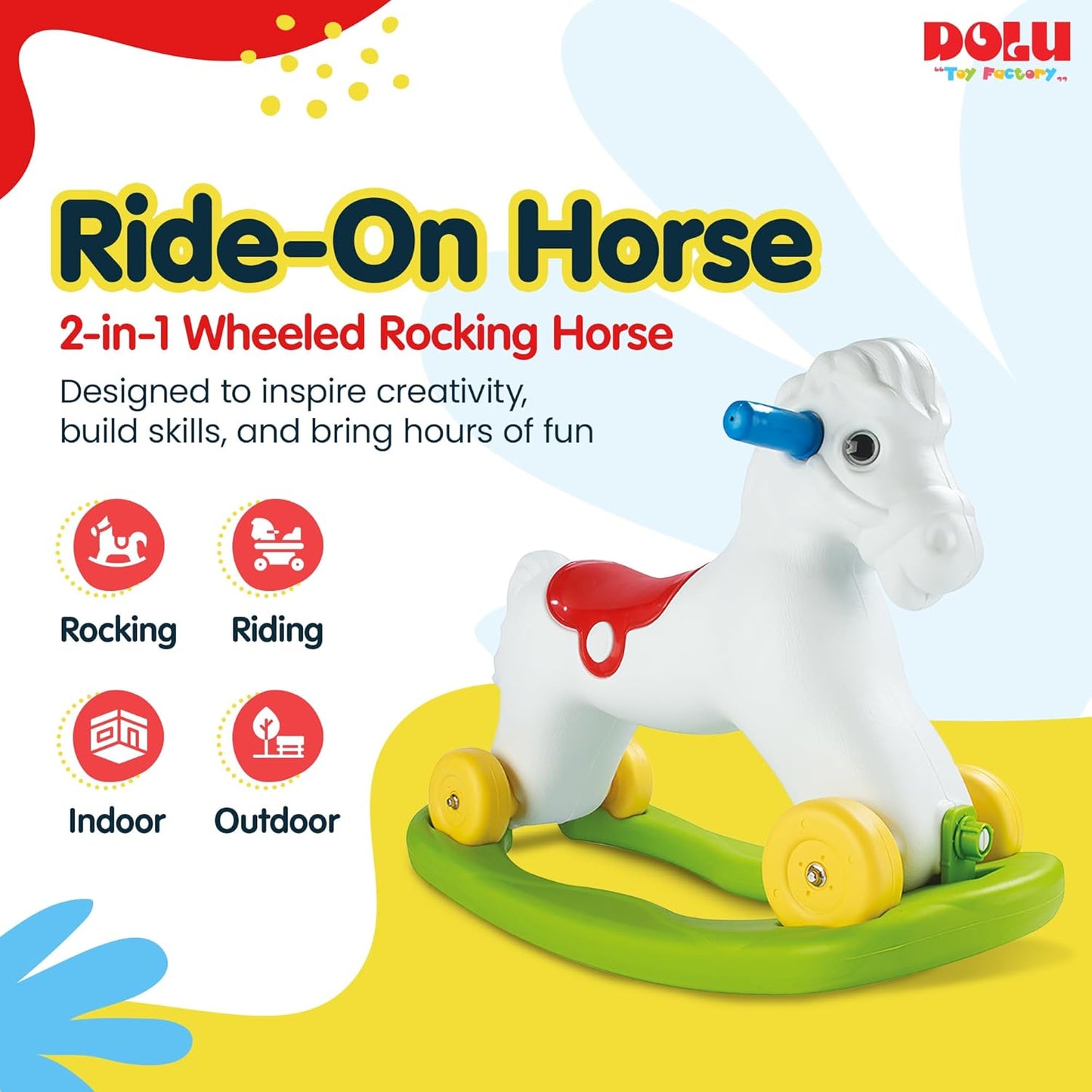 Cheval à Bascule 2en1 avec Roues – Dolu