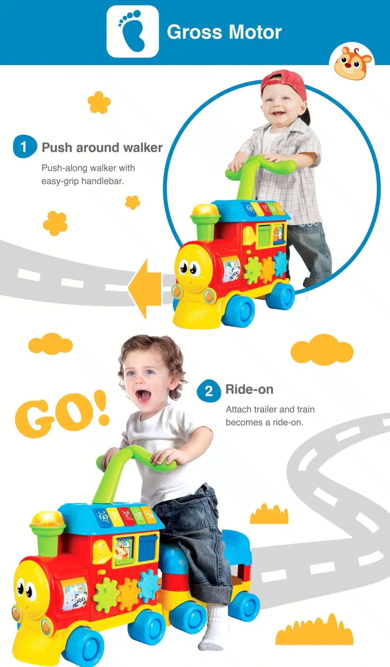 Train d’Apprentissage 3 en 1 – Walker Ride-On – Winfun