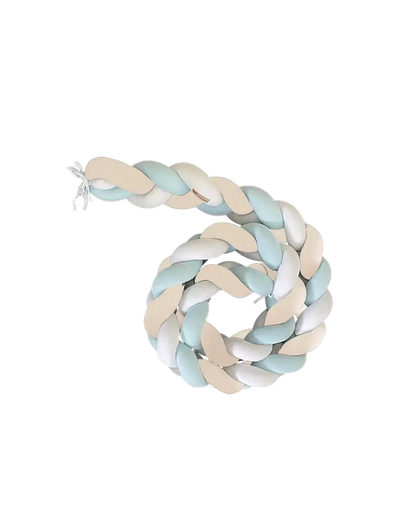 Tour De Lit Tressé Blanc/Beige/Bleu Ciel – 3 mètres