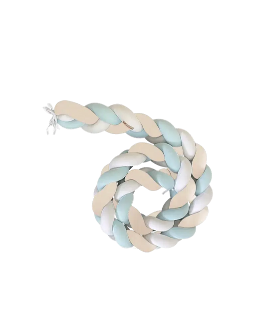 Tour De Lit Tressé Blanc/Beige/Bleu Ciel – 3 mètres