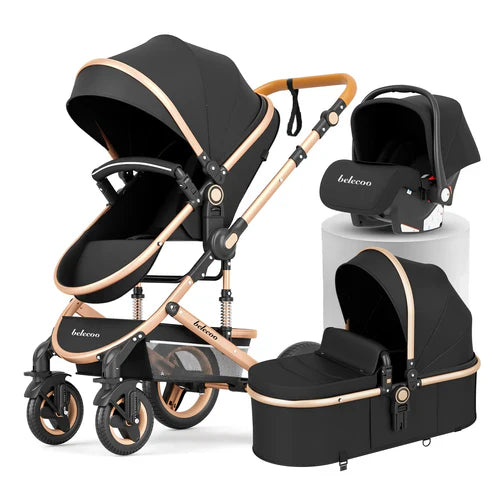 Pack poussette de Luxe 3 en 1 Noir – Belecoo