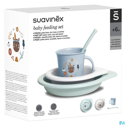 Suavinex Set de Vaisselle 4 pièces - Bleu