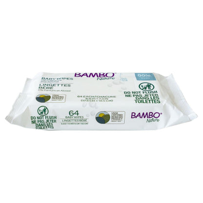 Bambo Nature Lingettes à l’Eau Humides – 64 Unités