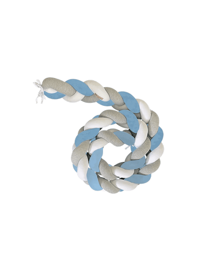 Tour de Lit Tressé – Bleu/Gris/Blanc - 3 mètres