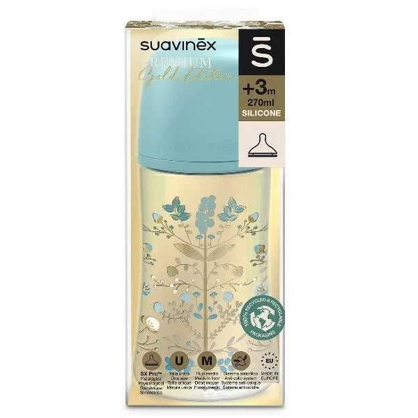 Biberon Premium Gold Tétine SX PRO 270 ml Bleu / Rose – Suavinex
