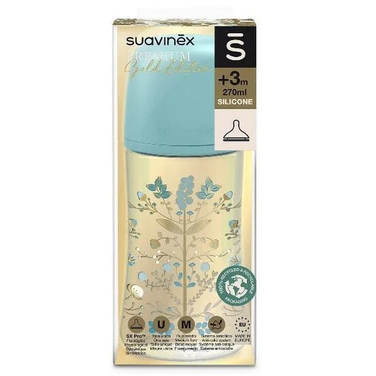 Biberon Premium Gold Tétine SX PRO 270 ml Bleu / Rose – Suavinex