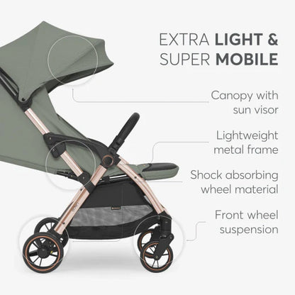 Poussette EDEN – Pliage Automatique Compact – Green & Gold