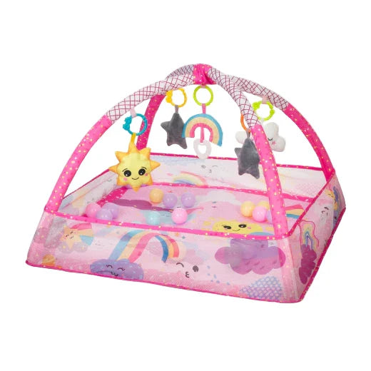 Tapis d’éveil avec 18 balles Pink Sky – KikkaBoo