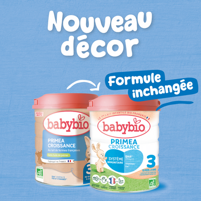 BABYBIO Primea 3 – Lait de Croissance Bio 800g (3ème Âge, 10 Mois et +)