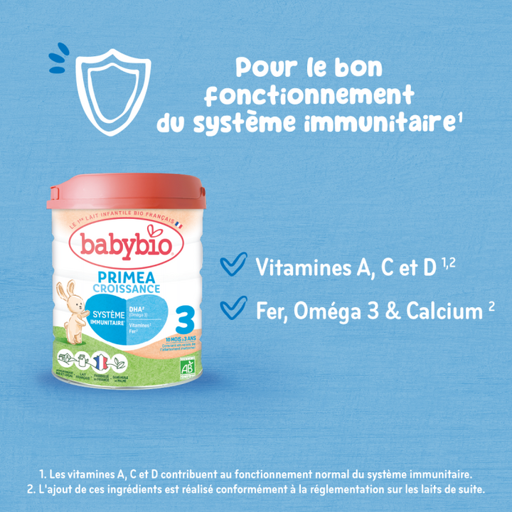 BABYBIO Primea 3 – Lait de Croissance Bio 800g (3ème Âge, 10 Mois et +)