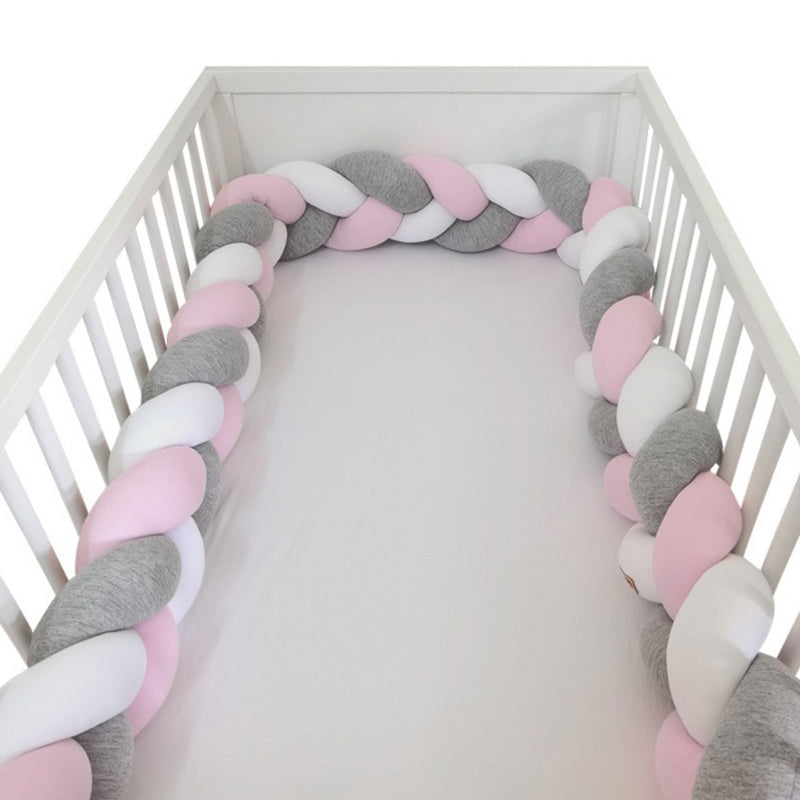 Tour De Lit Tressé Rose/Blanc/Gris – 3 mètres