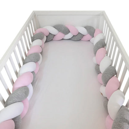 Tour De Lit Tressé Rose/Blanc/Gris – 3 mètres
