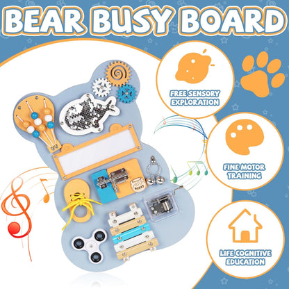 Tableau Sensoriel Montessori 10 en 1 en Bois pour Tout-Petits