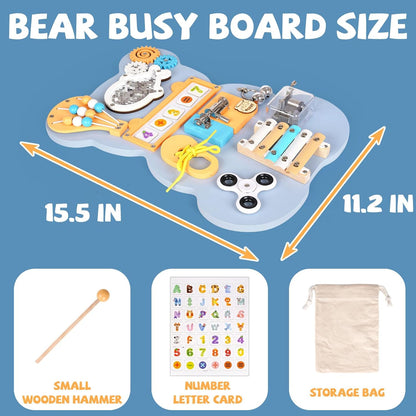 Tableau Sensoriel Montessori 10 en 1 en Bois pour Tout-Petits